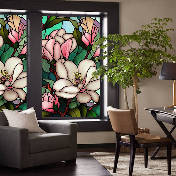 1 rull (60 x 100 cm) Fargerik Retro Blomster Privatliv Vindusfolie