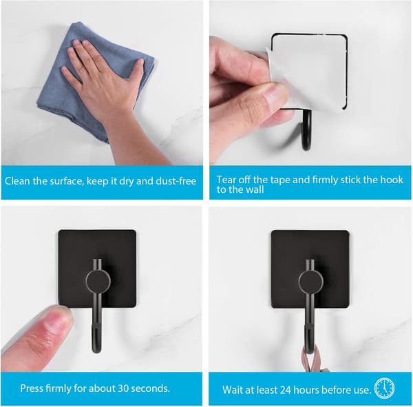 5 Stykker Adhesive Hook, Rustfritt Stål Veggkrok, Vanntett