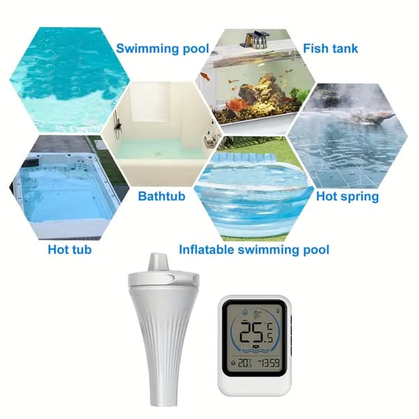 Trådløst flydende pooltermometer - Digitalt display, høj præcision, IP68, ideel til pools, akvarier, badekar, varmtvandstemperatursensor, termometer