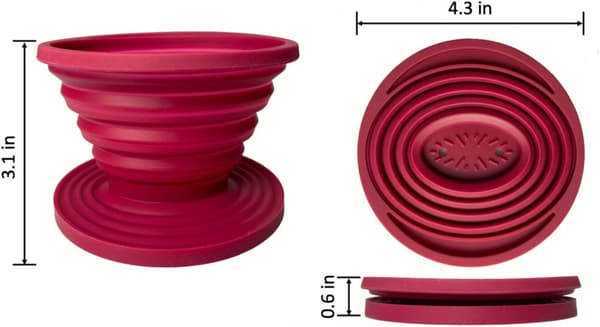 2 stk sammenleggbare hell-over kaffedrippere for campingkaffe, gjenbrukbar silikonkaffeholder for camping rød