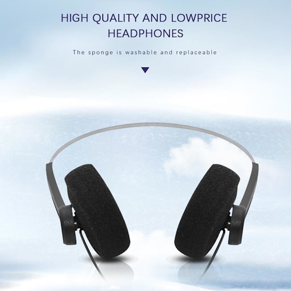Retro Over-Ear Hörlurar, Mini Stereo Lätta Hörlurar med Sladd, Svart