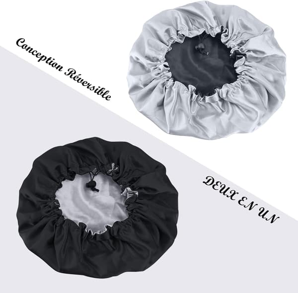 1 Styk Nat Hår Satin Bonnet, VEGCOO Sovehatte, Dobbelt