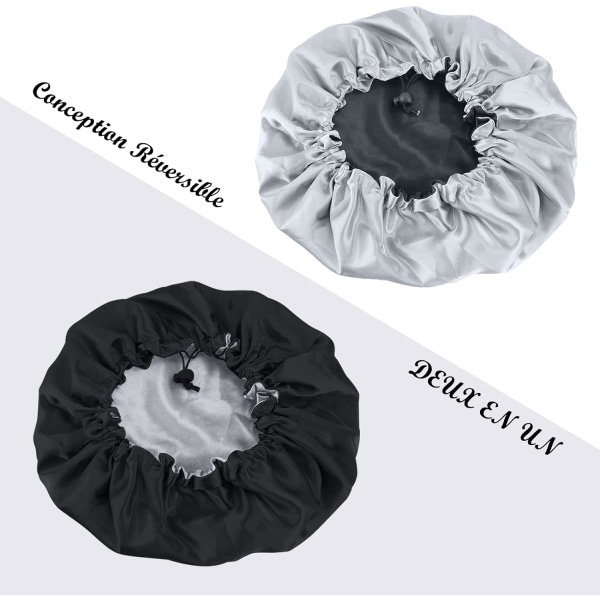 1 Stykke Natthår Satin Bonnet, VEGCOO Sovehatter, Dobbel