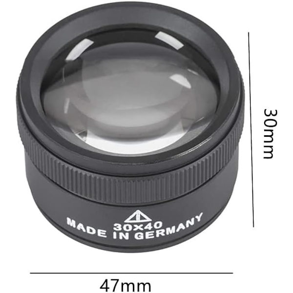 30X Smyckesförstoringsglas, Bärbar Metall Optisk