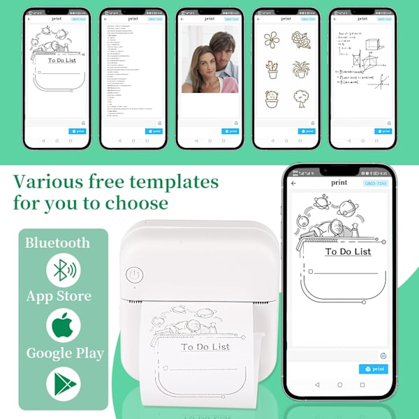 Bluetooth trådløs bærbar mobilprinter