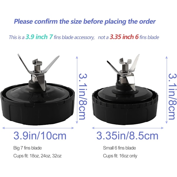 1-pak Ekstraktorbladssæt 7 Finner Ninja Blender Blad Ninja Blender Reservedele Kompatibel med Ninja Bl
