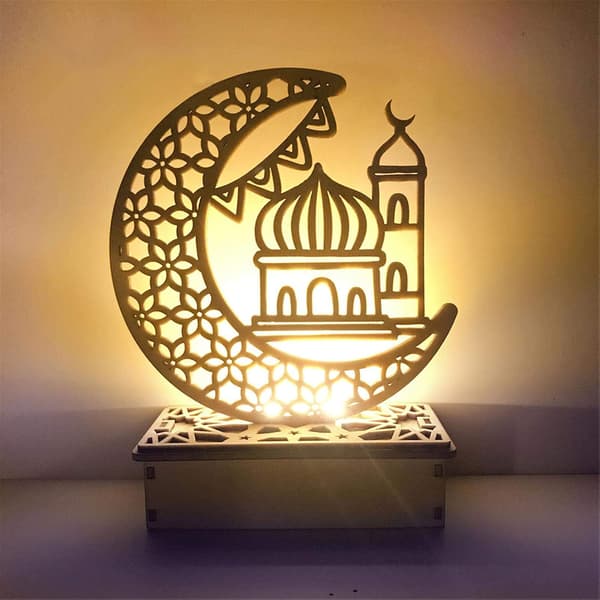 1 stk Træpynt Eid Mubarak Ramadan Dekorationer Træ