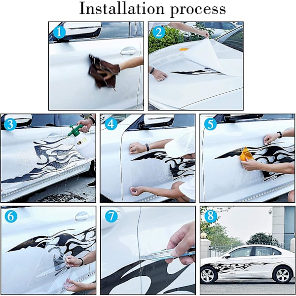 2 kpl 280cm liekkien grafiikkaa auton korin sivutarrat liekki kilpa-urheilu raita auton tarra vinyyli tarra universaali kaikkiin autoihin SUV-kuorma-autoon (valkoinen)