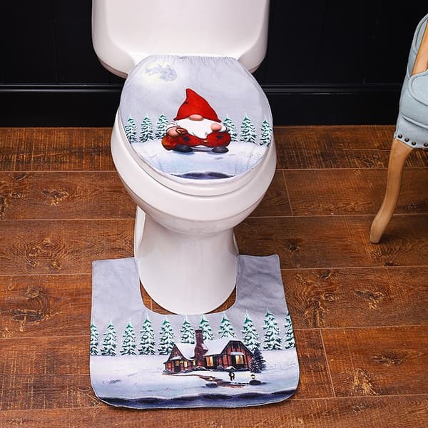 Toalettlock + Toalettmatta (Grå) Julmatta Bad