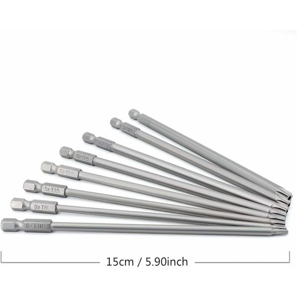 11 osainen sarja - 100 mm pitkät Torx-kärjet ruuvimeisselille ja sähköruuvimeisselille