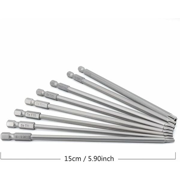 Sæt med 11 - Længde 100 mm lange Torx-bits til skruetrækker og el