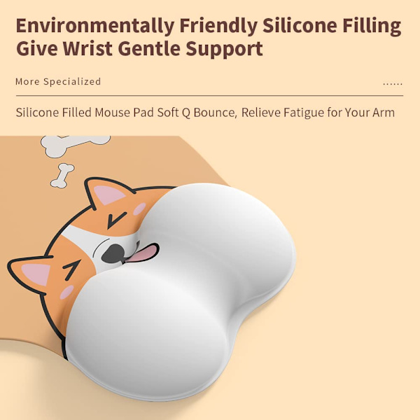 Rolig Corgi ergonomisk musmatta med handledsstöd