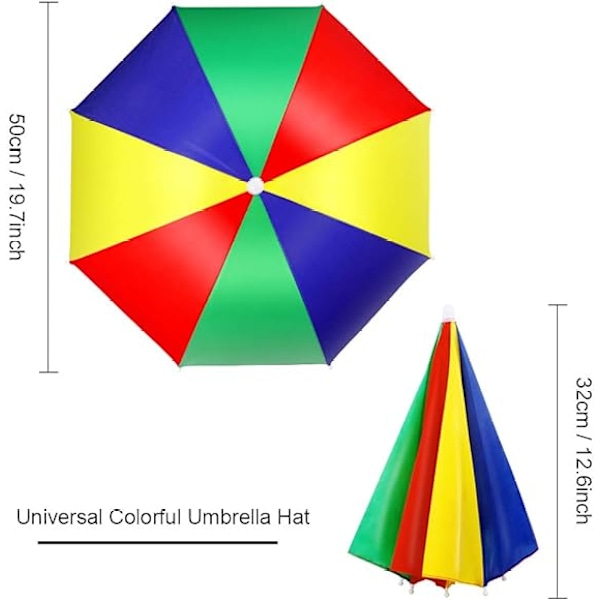 5-pakke paraplyhatt med elastisk bånd, regnbue vanntett fiskeparaplyhatt
