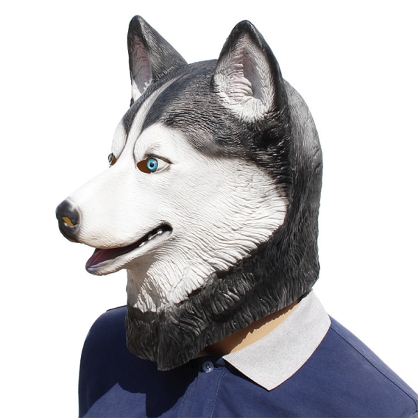 Halloween Maske, Husky Dog Latex Animal Head Mask Nyhedskostume