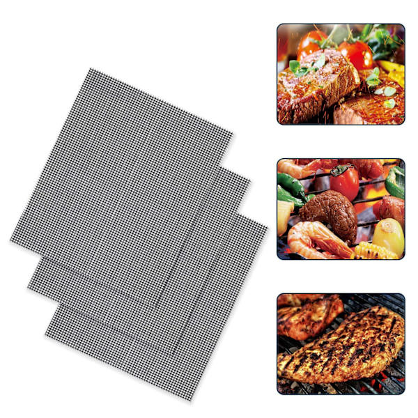 4 stk grill, grillnett, gjenbrukbar og kuttbar matlagingsmatte,
