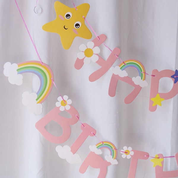 Happy Birthday Glitter Bunting Banner Hængende Garland Dekoration