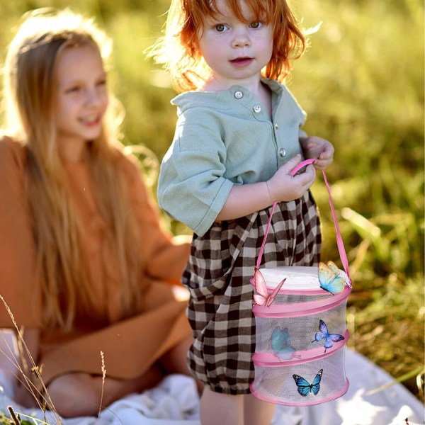 Fjärilsbur 17*15cm Rosa Nät Fjärilsbur Pop-up Design