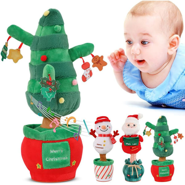 Talende Dansende Juletræ Baby Legetøj, Julemanden Efterligner Baby Legetøj der Snakker Tilbage, Syngende Snemand Legetøj til 6-