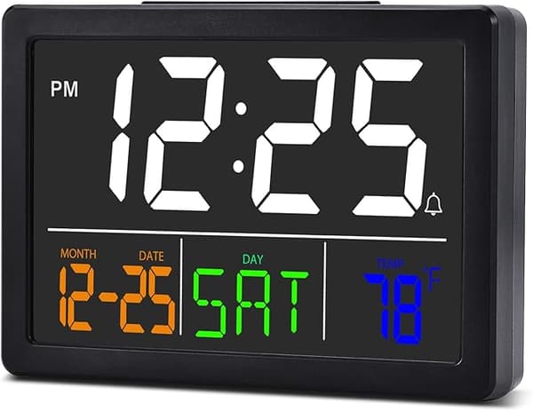 Elektronisk vækkeur (sort), digitalt ur, 5,5 tommer LED
