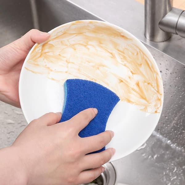 Non-Scratch Cellulose Scrub Sponge, Dual-Sided Dishwashing Sponge for Kitchen