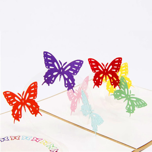 1 kpl 3D Butterfly Pop-up -onnittelukortit syntymäpäiväksi, 3D-lahja