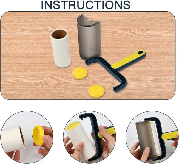 1 stk (Gul) Lint Roller til Dyrehår, Lint Roller til