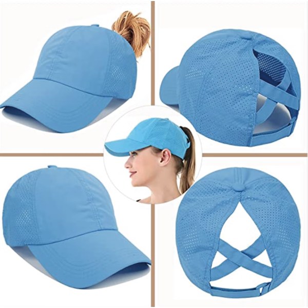 Ponytail Baseball Cap, Letvægts Justerbar Hurtigtørrende Åndbar
