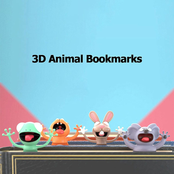 1 kirjanmerkki, luova 3D-piirretty kirjanmerkki, eläin kirjanmerkki