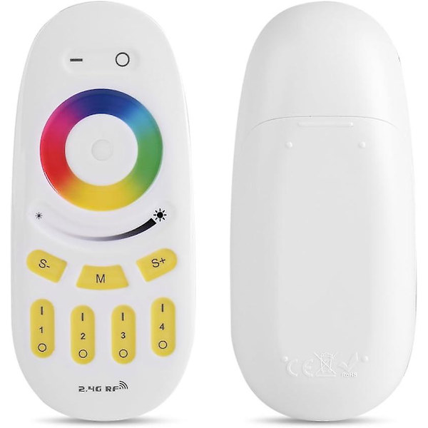 RF LED fjernbetjening, 2.4G RGBW fjernbetjening 4 zone fuld touch trådløs LED-controller RF touch LED RGB lysdæmper til