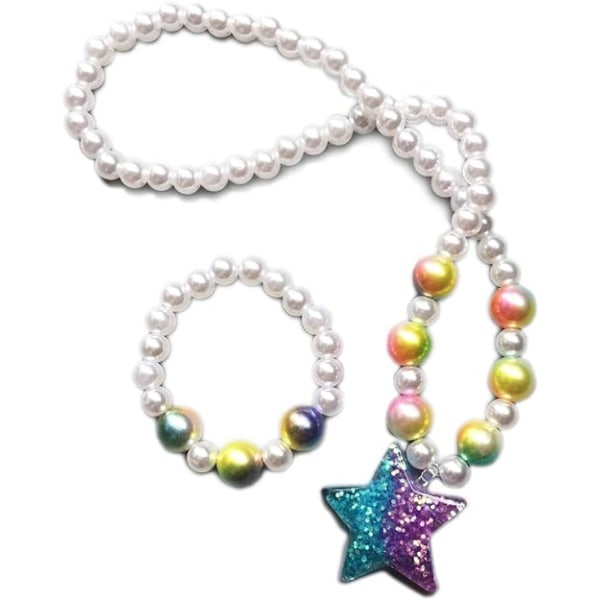 Halsband Armband Set - White Pearl Star Girl Set,