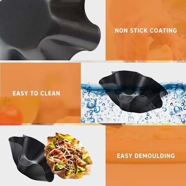Taco Salad Bowl Maker Formar, 4 Pack Non-Stick Kolstål Bakformar Tortilla Bowl Maker Skalformar Taco Skal