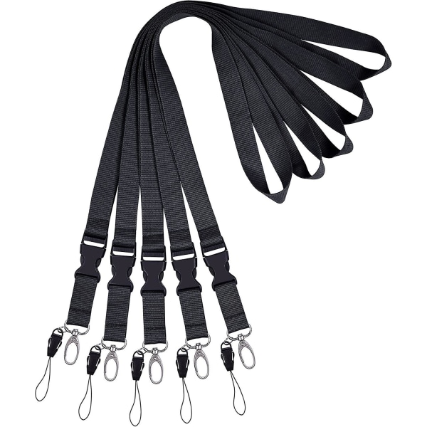 Kontorsnyckelband, 5-pack 23 tum snabbfrigörande polyester nyckelband nackrem nyckelring med avtagbart spänne, ovalt spänne krok för nycklar, ID-märken, USB, C