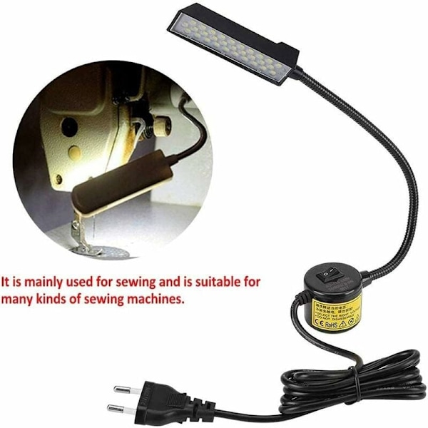 LED-symaskinslampa 30 LED-lampa med strömbrytare Magnetisk fäste Ba