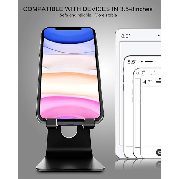 Justerbar Telefonholder, Sort Holder