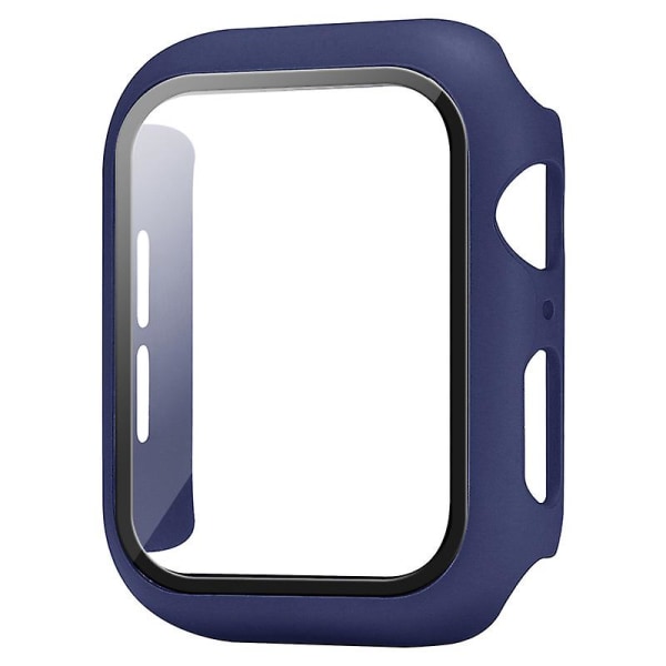 Natt BlåCase Kompatibel med Apple Watch 44MM, 2 i 1 Beskyttelse PC Herding Etui og HD Herdet Glass Film for iwatch 44MM Tilbehør Skjermbeskytter
