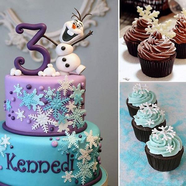 (6 stk., Hvid) Stempel Cookie Cutter Cutter Cutters Ejector Snowflake Cutter Egnet til Flad og Tekstureret Kagedekoration Byg Eller Egnet Til Direkte Em