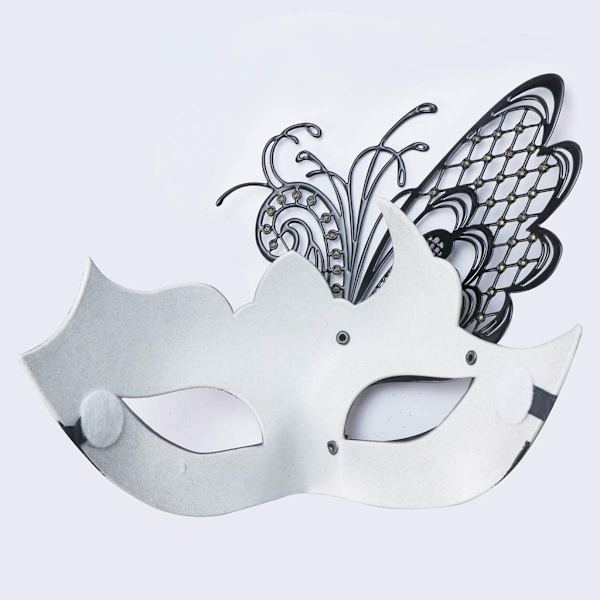 Metal smijern butterfly maske med rhinestones (sort) til