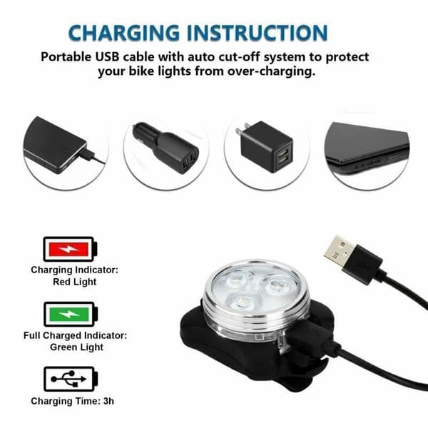 2 stk Ultra lyse mini USB-oppladbare sykkel foran og bak