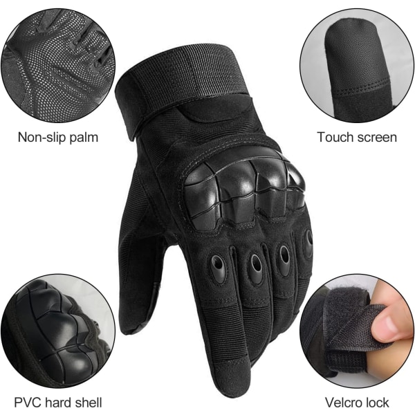 (Svart L)Motorcykelhandskar Taktiska handskar, handskar med hårda