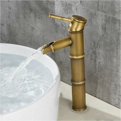 Hög bambu kran, vattenfall handfat mixer bassäng mixer kran, singel