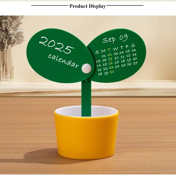 Liten skrivebords kalender blomsterpotter blader 2025, skrivebordsdekorasjon mini skrivebords kalender, spire kalender student kontor S