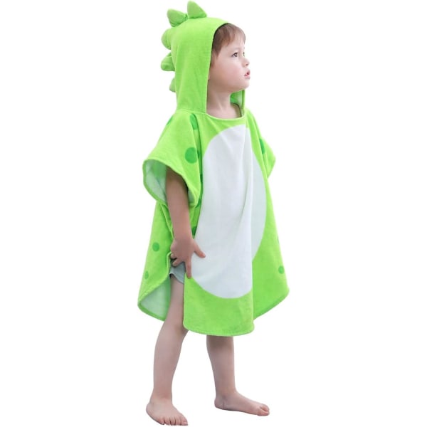 Dinosaur Beach Poncho för barn (Grön A, 2-4 år, 55*115 cm), Hoo