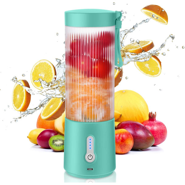 Bärbar Blender, 15.2Oz USB Laddningsbar Blender för Shakes och Smoothies med 6 Blads Juicerkopp, BPA-Fri Plast