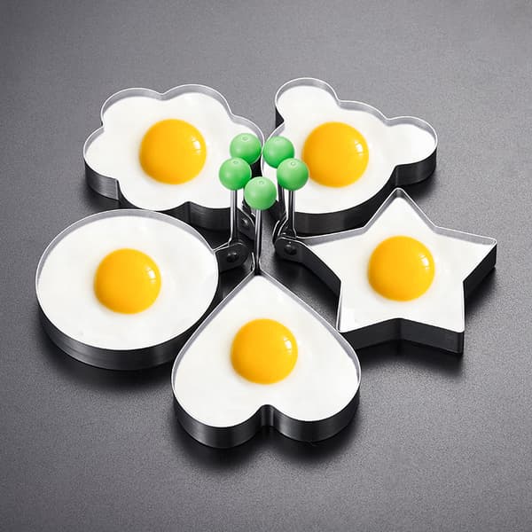 Eggringer, Non-Stick Eggringer til Steking, 5 Ulike Former