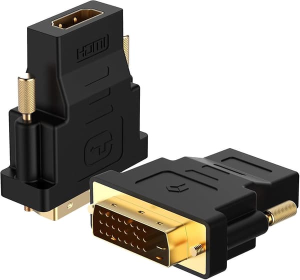 DVI-HDMI-sovitin, 1080P Full HD, 2-pakkaus, musta