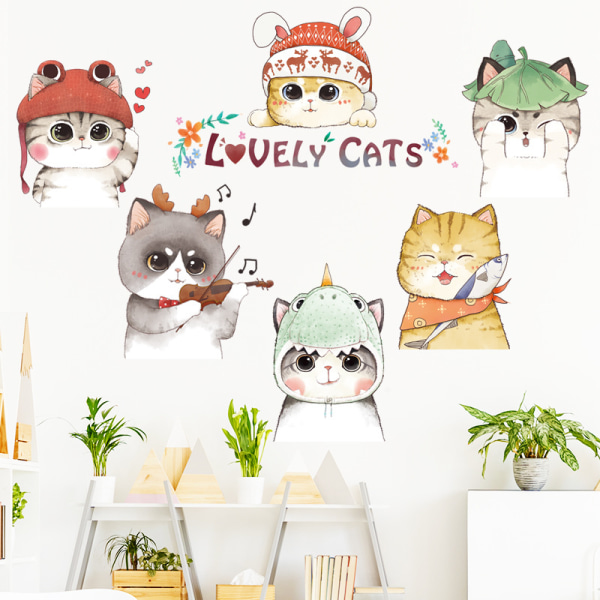 Kitten kissojen seinätarrat, anime lastenhuoneen seinätaide, baby seinä