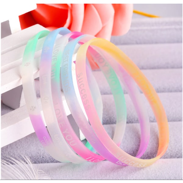 50 stk. Silikon Armbånd Fluorescens Gløder i Mørket for Barn