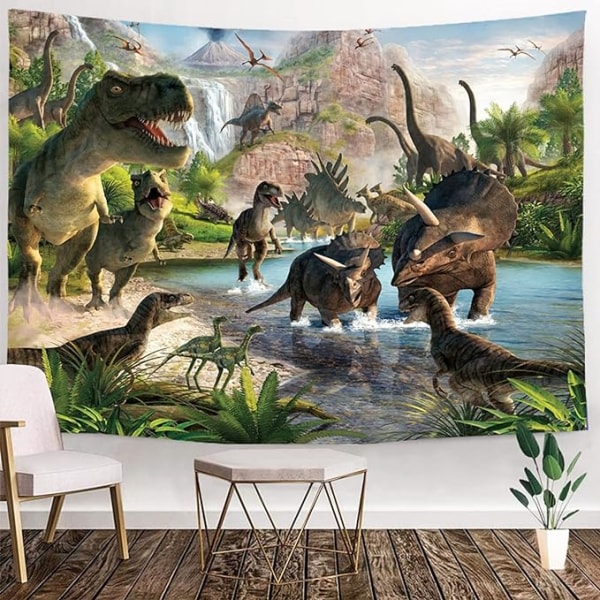 Dekorativt vægtæppe Dinosaur Group Room - 130 x 150 cm bredt