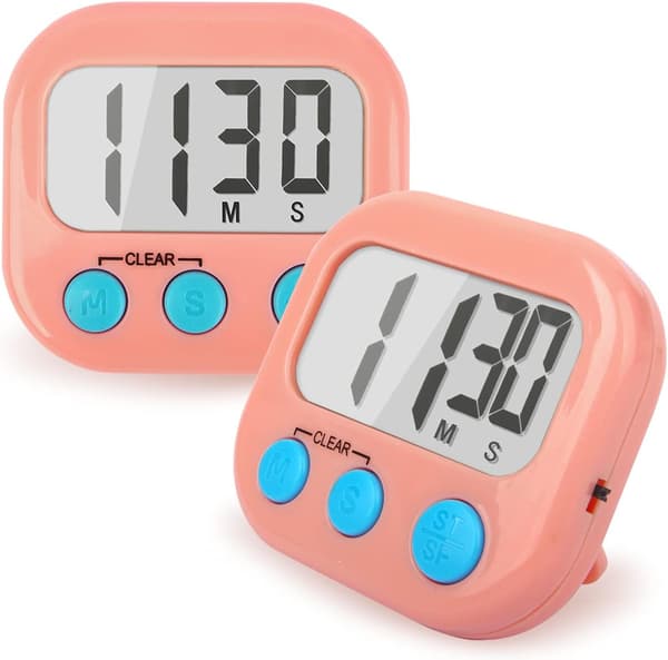 2-pack Kökstimer Ljudstark Ring Digital Timer för Matlagning Magnetisk Rosa