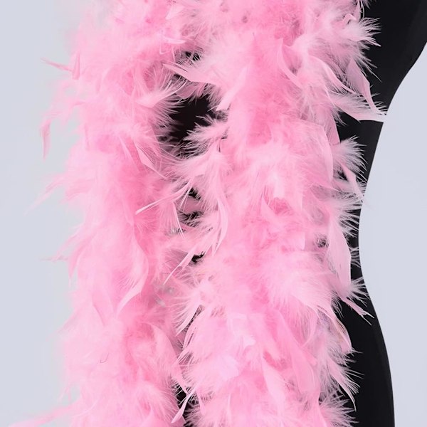 Pink fjerboa af kalkun, 70g, 180 cm lang, blød boa til håndværk, hjem, dans, bryllup, fest, Halloween, kostume